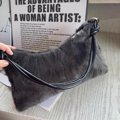 Mink Fur Shoulder Bag – Luxury Women's Crossbody Handbag