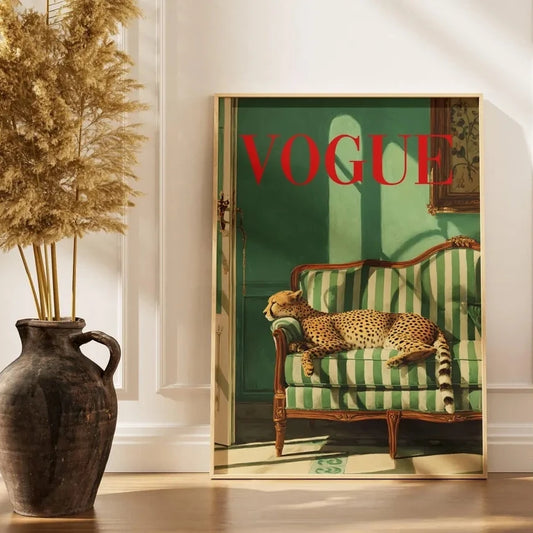 Vogue Cheetah Wall Art Poster – Vintage Magazine Style Print