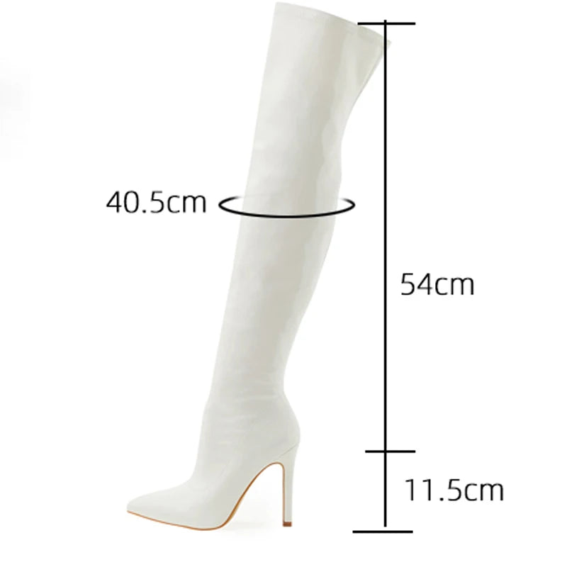 Eilyken Stiletto Over-The-Knee Boots – Pointed Toe, Women's Sizes 35–42