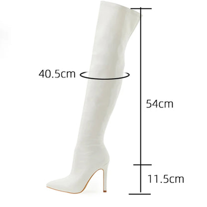 Eilyken Stiletto Over-The-Knee Boots – Pointed Toe, Women's Sizes 35–42