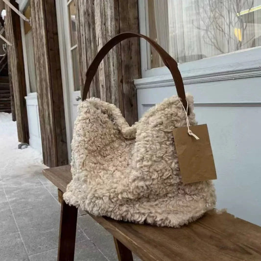 Luxury Fashion New 2026 Imitation Lamb Wool Shoulder Bag