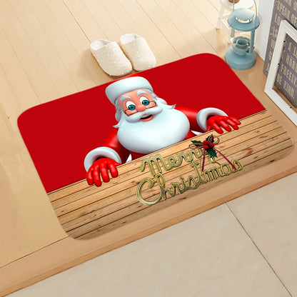 Santa Claus Christmas Doormat – Flannel Welcome Mat for Home
