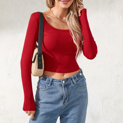 Long Sleeve Ribbed Crop Top | Women's Slim Fit Pullover