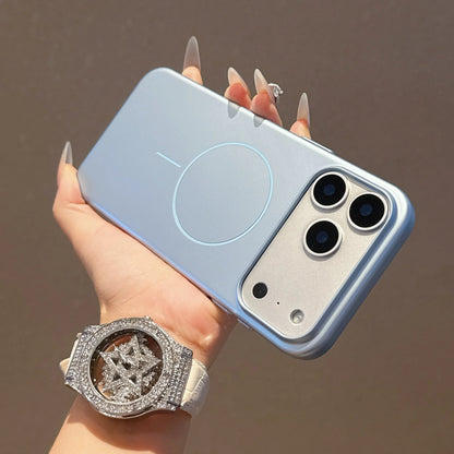 Metallic MagSafe iPhone Case – Ultra-Thin Glossy PC Cover for iPhone 11–17 Series