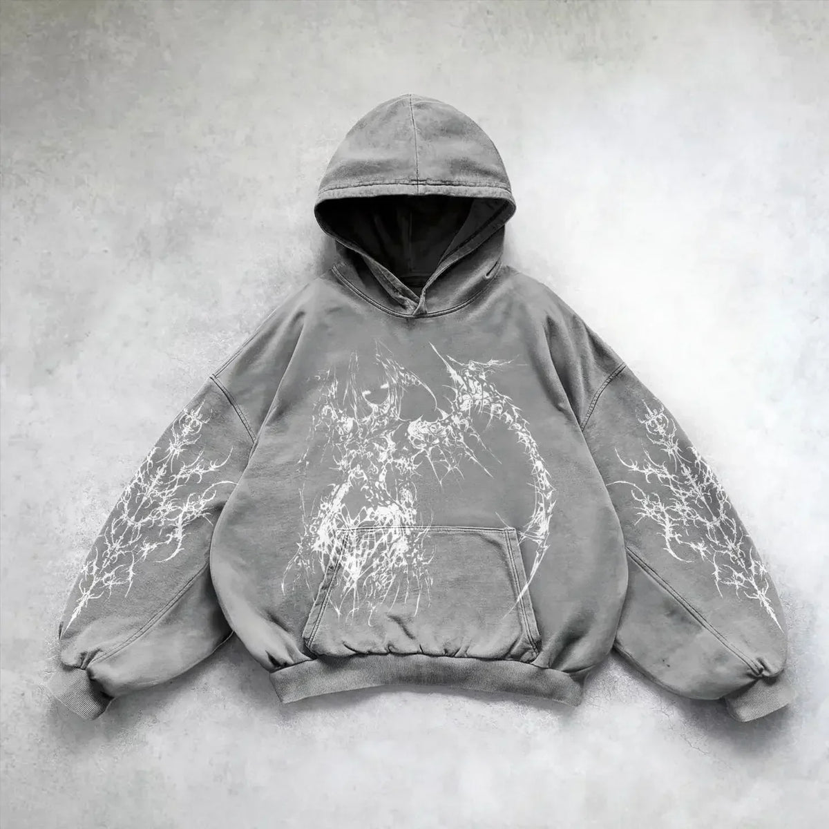 Angel Graphic Oversized Hoodie – Y2K Goth Streetwear Women
