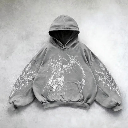 Angel Graphic Oversized Hoodie – Y2K Goth Streetwear Women