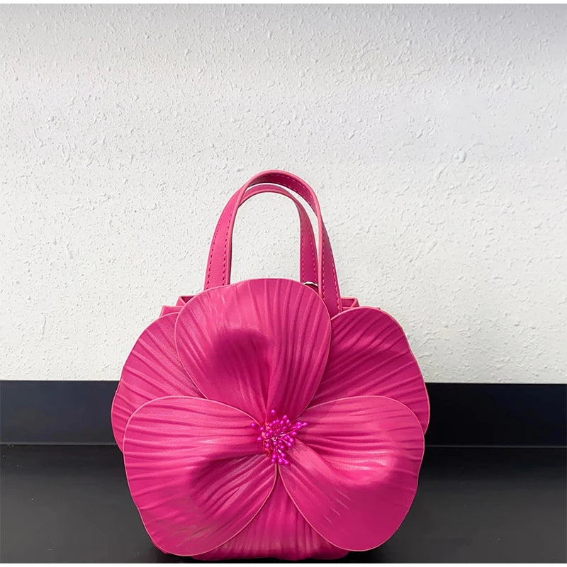 French Petal Flower Handbag Holiday Seaside Leather