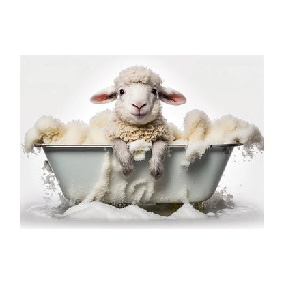 Cute Dog in Bathtub Wall Art Poster – Funny Puppy Canvas Print