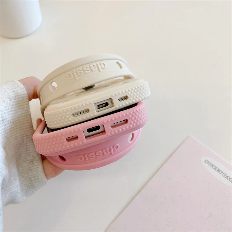 Crystal Charm Croc-Style iPhone Case – iPhone 16 / 15 / 14 / 13 / 12 / 11