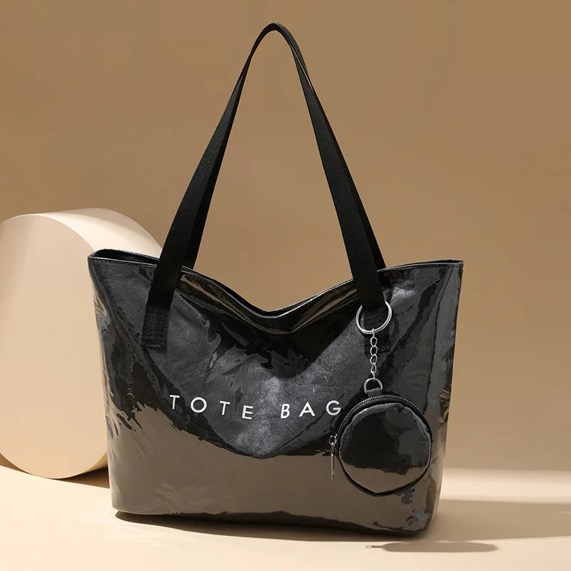 PVC Kraft Paper Tote Bag with Matching Purse