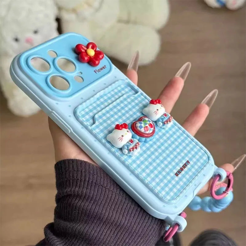 Hello Kitty 3D iPhone Case with Card Holder & Bead Bracelet