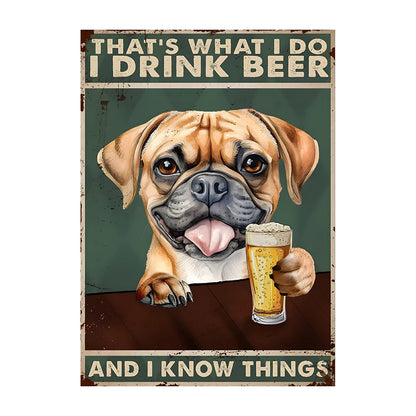 Funny Dog Beer Poster – That's What I Do I Drink Beer Wall Art
