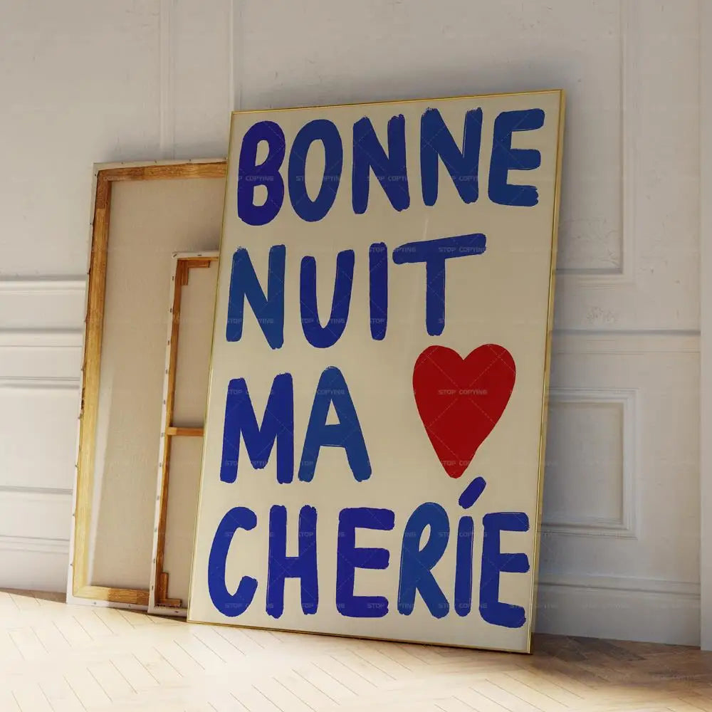 Bonne Nuit Ma Cherie Wall Art Print – French Love Quote Poster
