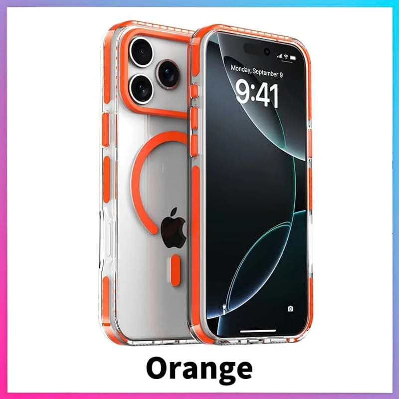 MagSafe Clear iPhone Case with Colorful Striped Border