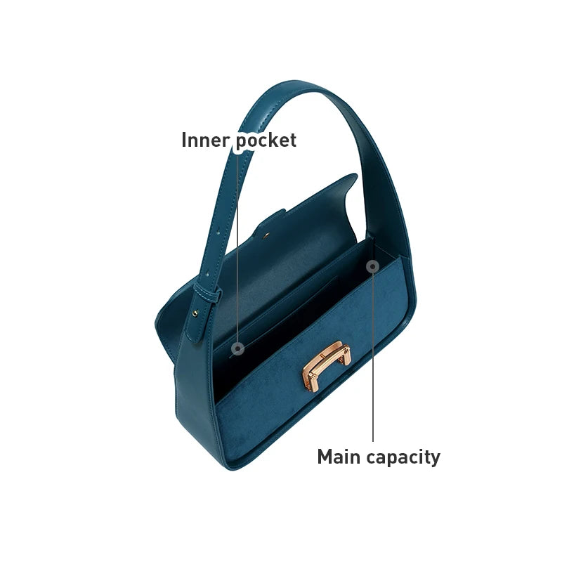 Suede Buckle Flap Shoulder Bag