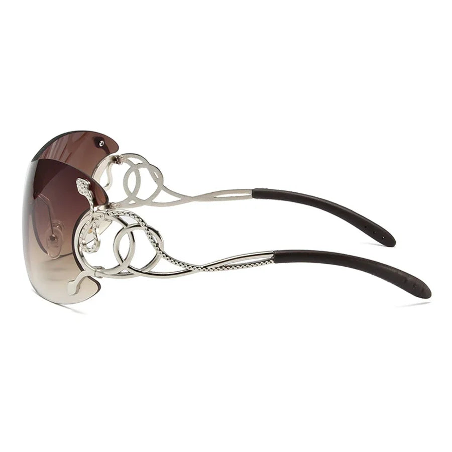 Y2K Rimless Sunglasses – Women's Gradient Wrap Shield