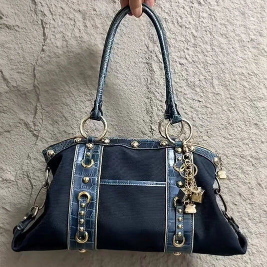 Brand Retro Y2k Shoulder Bag High-end Niche Riveted Motorcycle Bag