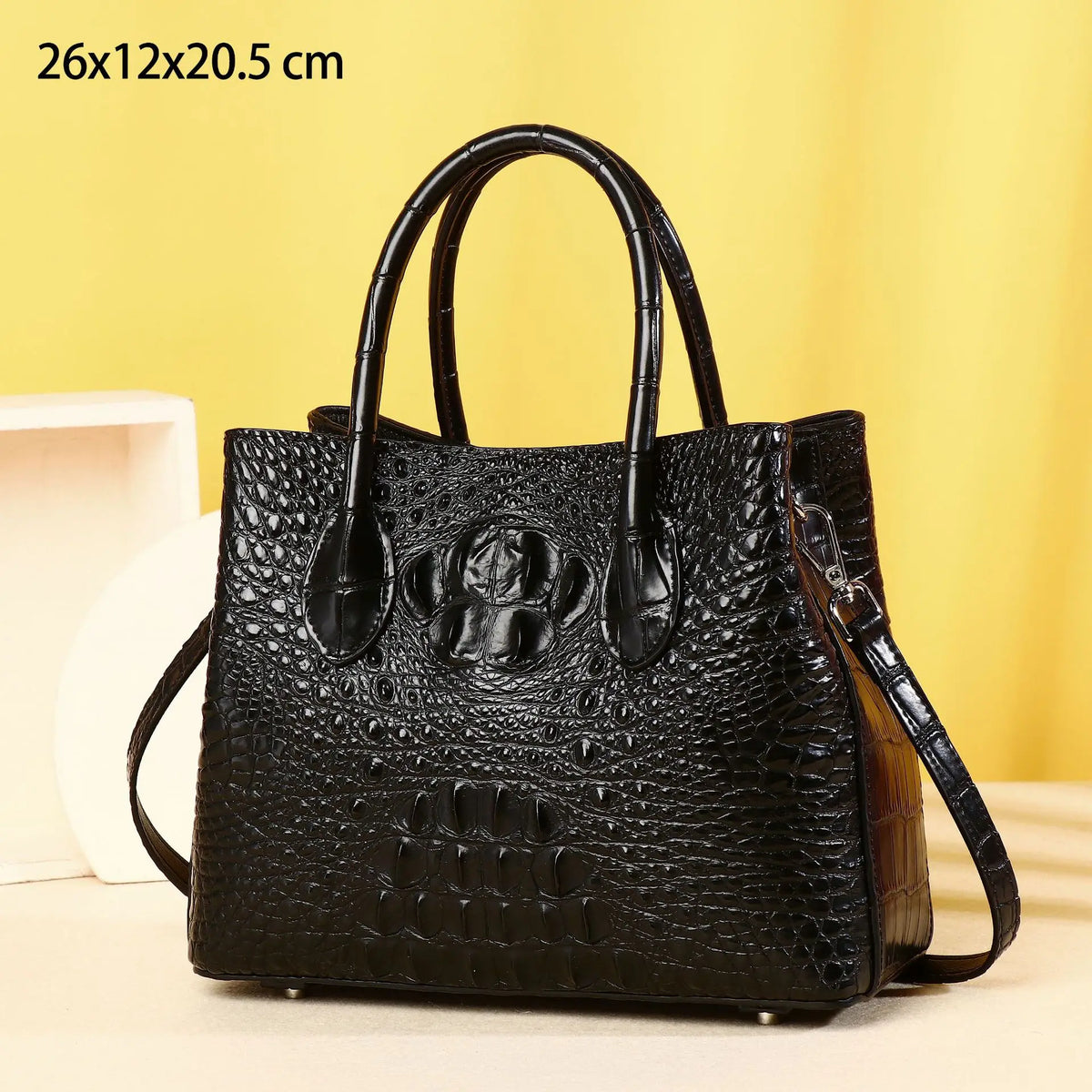 Alligator-Embossed Genuine Leather Women's Tote Handbag