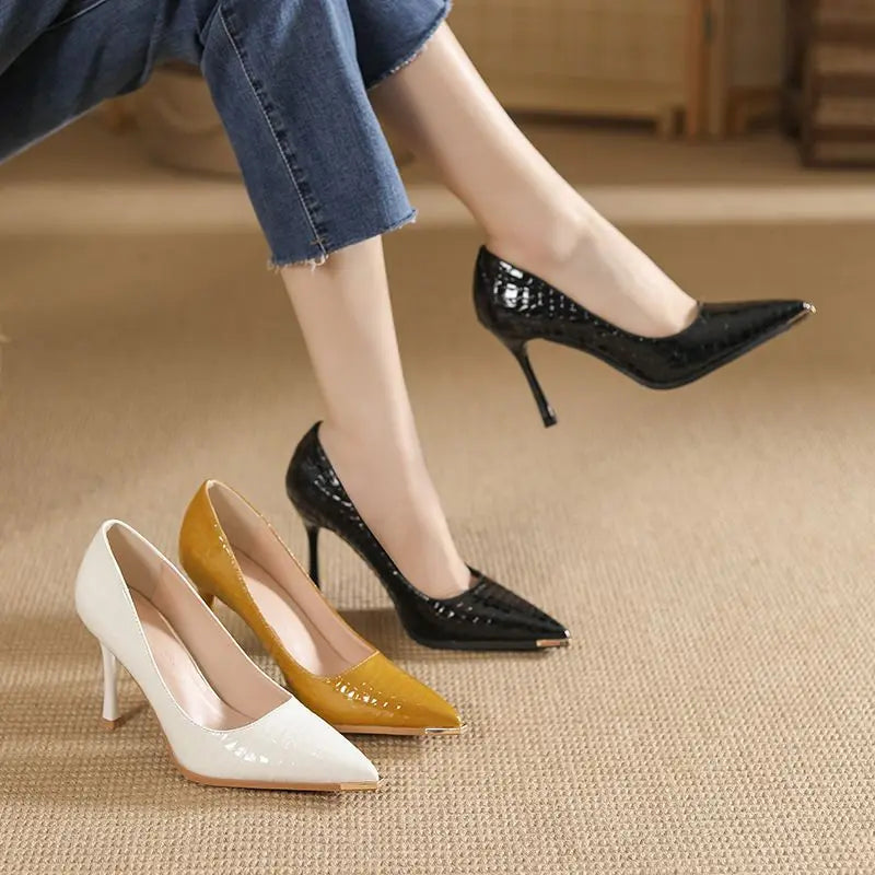 Women's Pointed Toe Stiletto Heels – Patent Leather Pumps