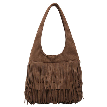 Tassel Hobo Shoulder Bag – Women's Y2K Suede Fringe Purse