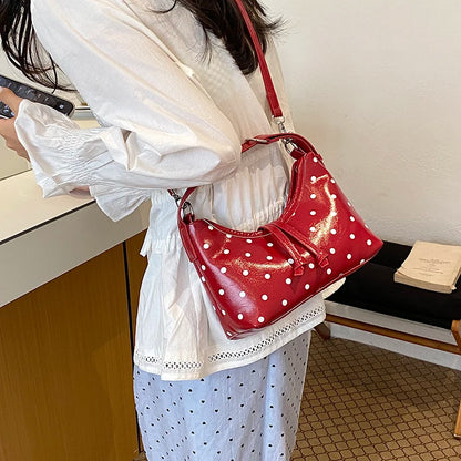 Polka Dot Shoulder Bag – Cute Mini Underarm Purse with Star Charm