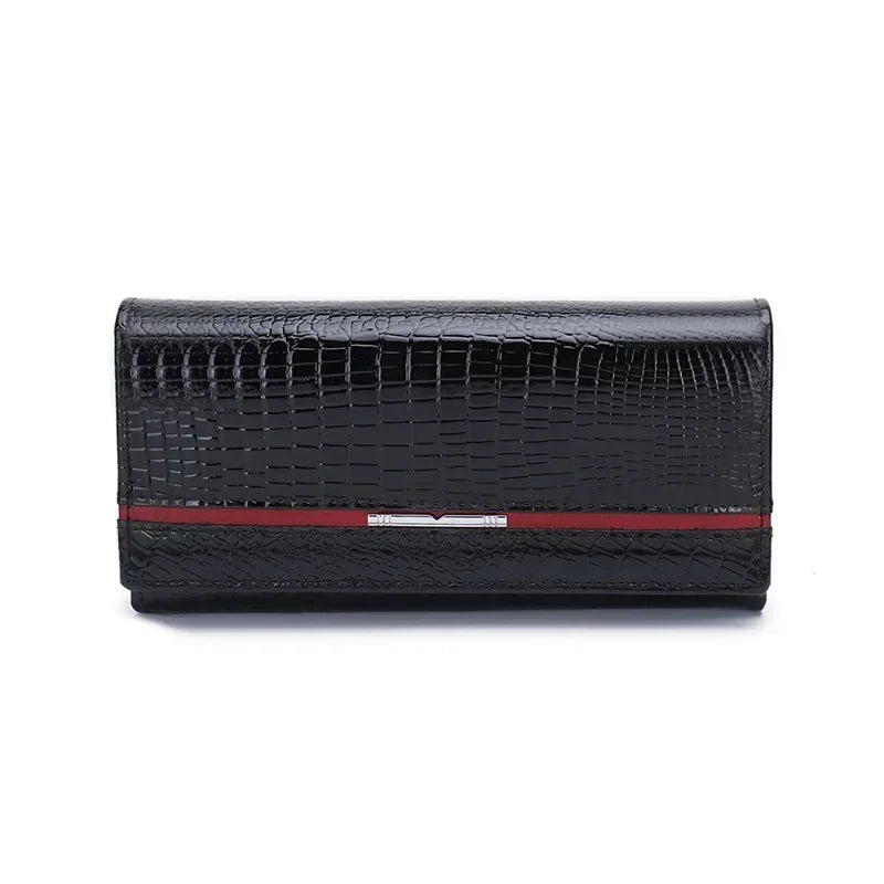 Alligator Pattern Genuine Leather Women's Long Wallet Clutch