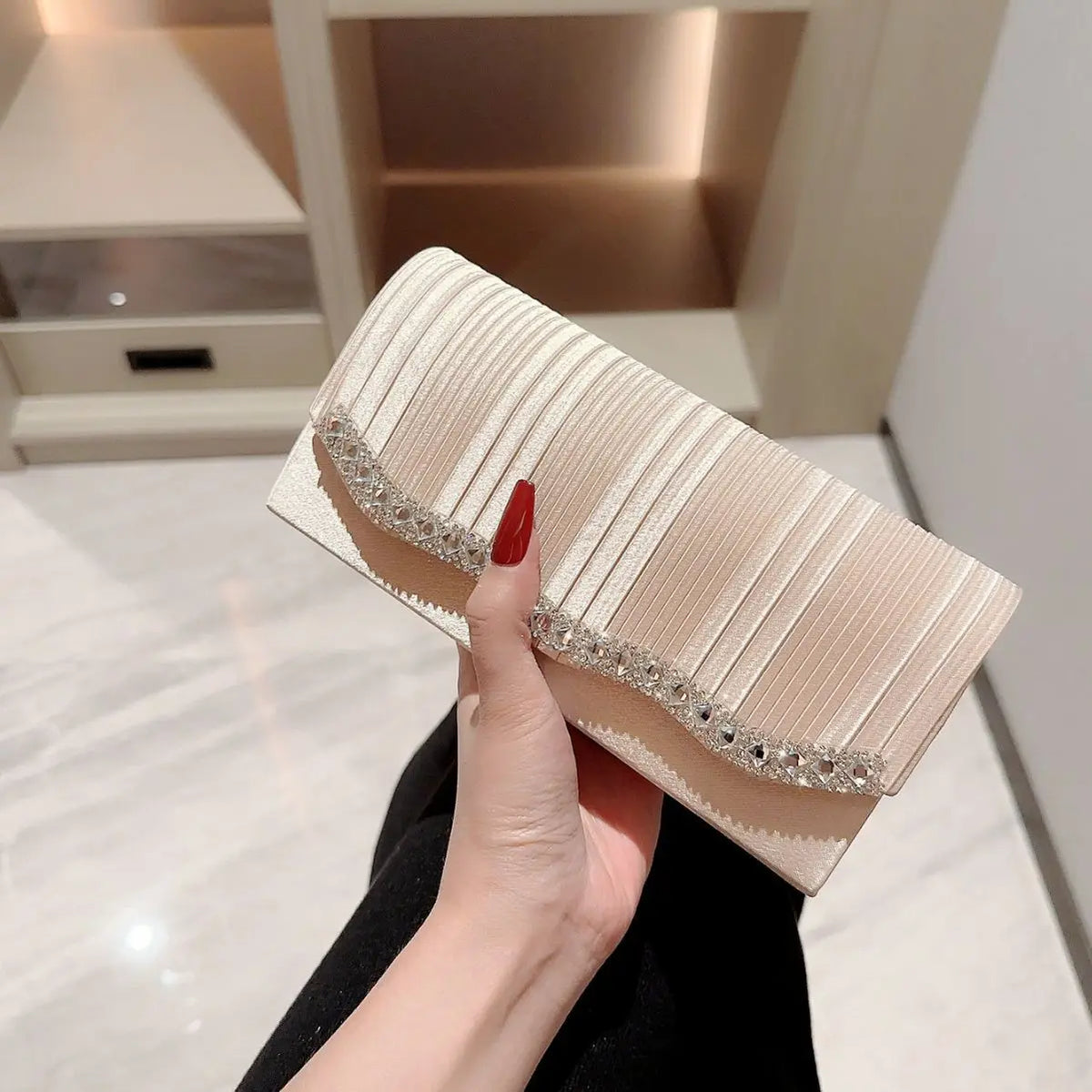 Ladies Glitter Silver Clutch Bag Envelope Evening Bag