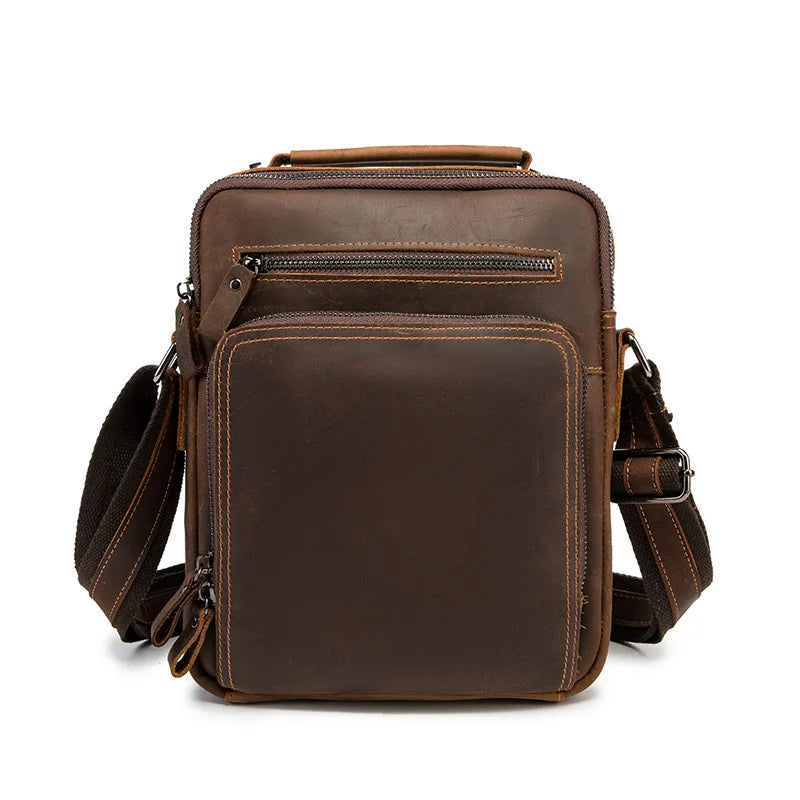 Genuine Leather Men's Crossbody Messenger Bag – Vintage Style