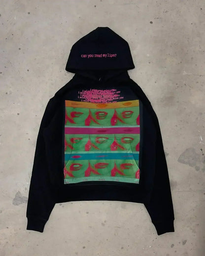 Y2K Graphic Print Oversized Hoodie – Women's Goth Grunge Streetwear Sweatshirt