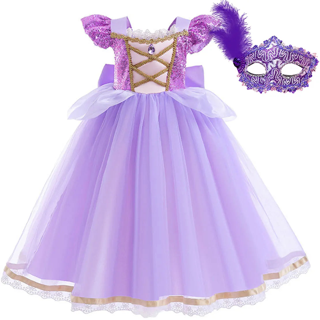 Rapunzel Purple Puffy Dress With Accessories