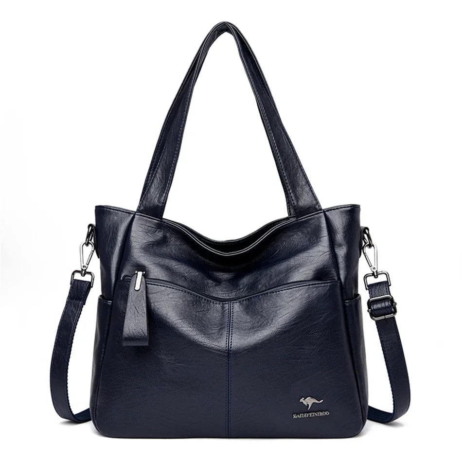 Women's Leather Tote Bag – Top Handle Shoulder Handbag