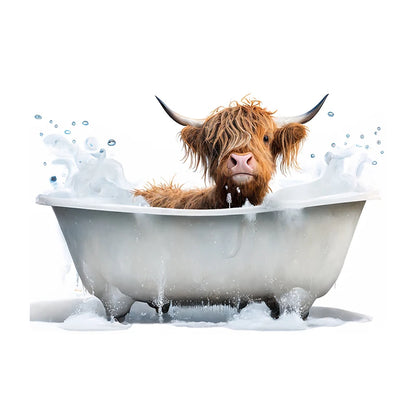 Cute Dog in Bathtub Wall Art Poster – Funny Puppy Canvas Print