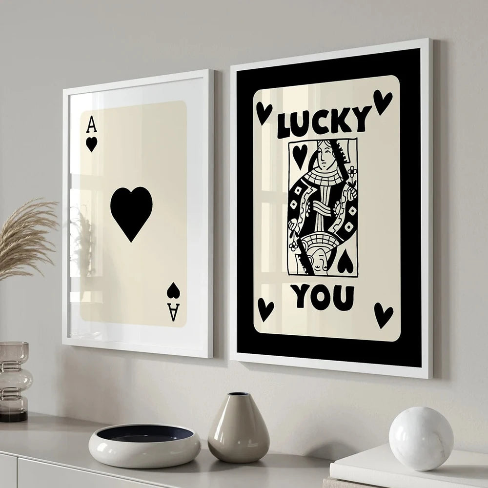 Lucky You Playing Card Wall Art Poster – Retro Green Ace Print