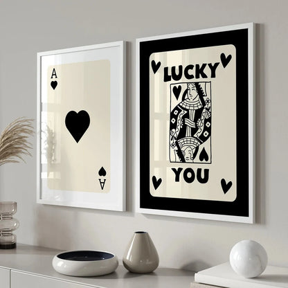 Lucky You Playing Card Wall Art Poster – Retro Green Ace Print