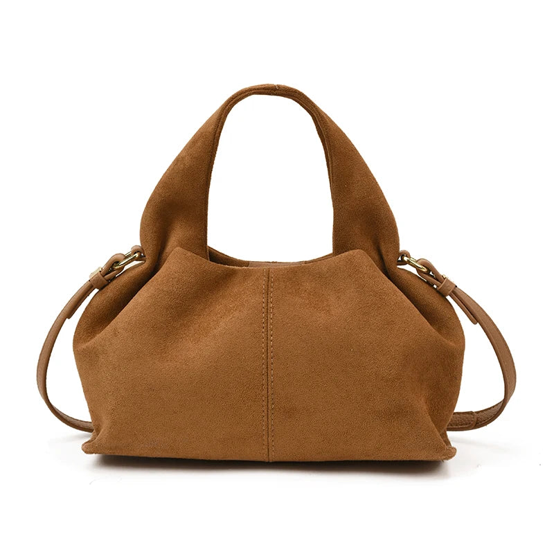 Designer Frosted Mini Handbag Luxury Women's Faux Suede Top-Handle Bags