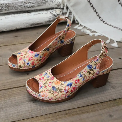 Chunky Heel Sandals for Women – Retro Wedge Dress Party Shoes