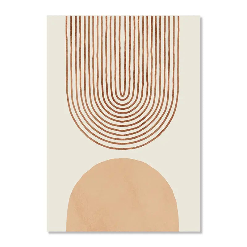 Boho Abstract Geometric Canvas Wall Art Print – Terracotta Beige Decor