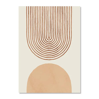 Boho Abstract Geometric Canvas Wall Art Print – Terracotta Beige Decor