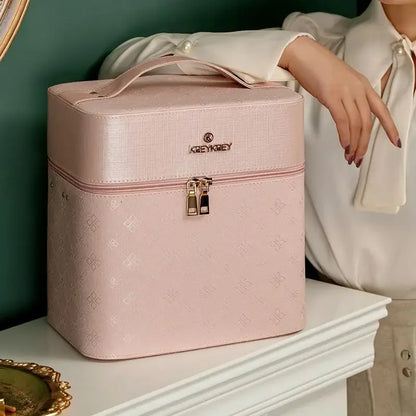 Large Professional Makeup Bag with Mirror – Cosmetic Organizer Case