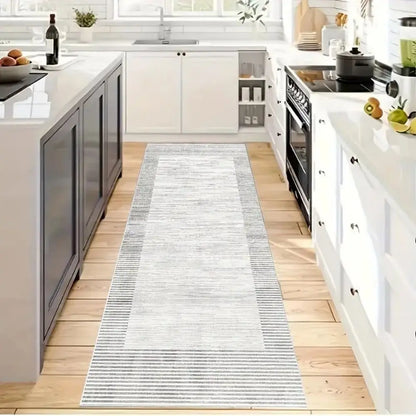 Modern Grey Minimalist Runner Rug – Kitchen, Hallway & Corridor