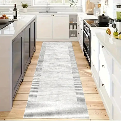Modern Grey Minimalist Runner Rug – Kitchen, Hallway & Corridor