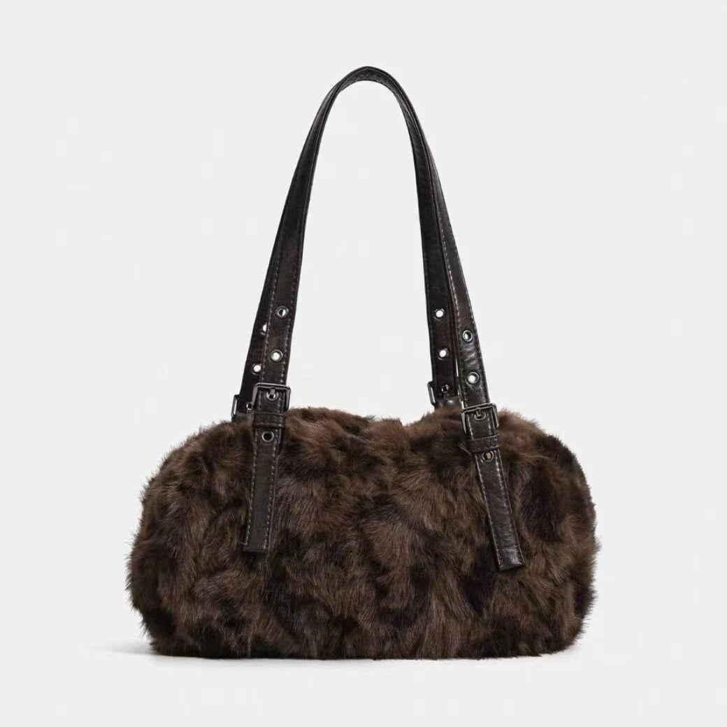 Hot Girl Leopard Plush Underarm Bag