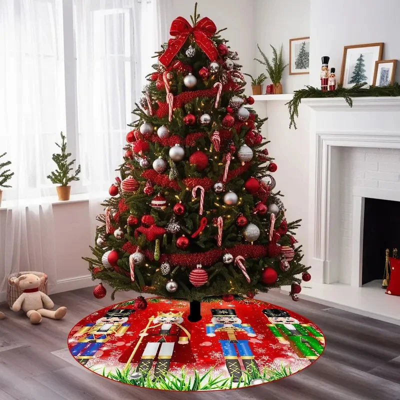 Christmas Tree Skirt – Nutcracker Pattern Holiday Decoration
