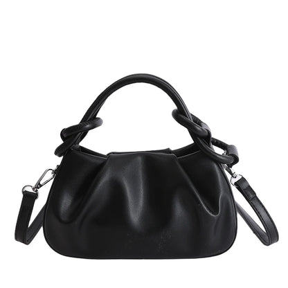 Small Cloud Crossbody Bag for Women – Ruched Leather Purse