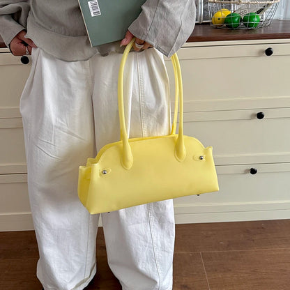 PVC Shoulder Bag for Women – Solid Color Mini Tote Handbag