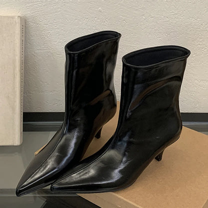 Women's Pointed Toe Kitten Heel Ankle Boots