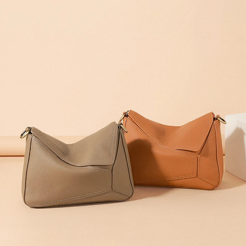 Genuine Cowhide Leather Shoulder Bag for Women – Soft Crossbody Tote