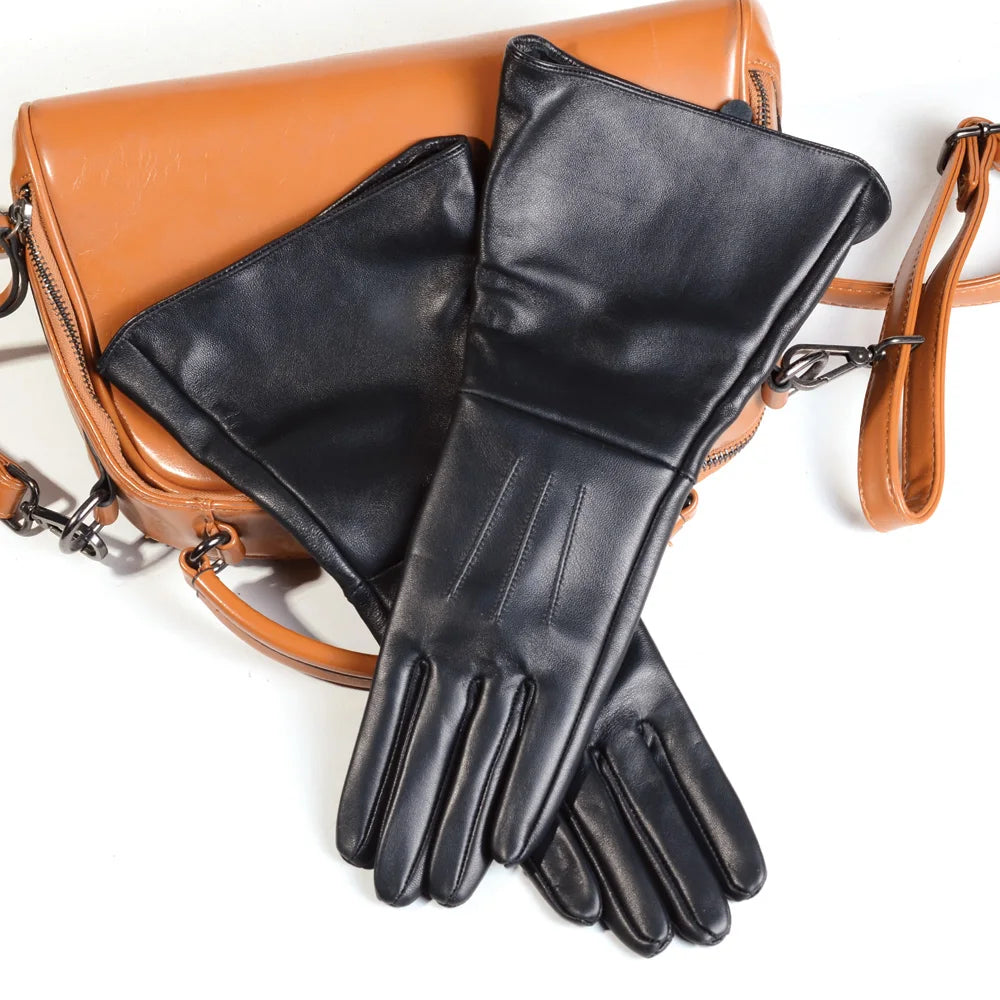 Women's Leather Gauntlet Gloves – Long Cuff Medieval & Renaissance Style