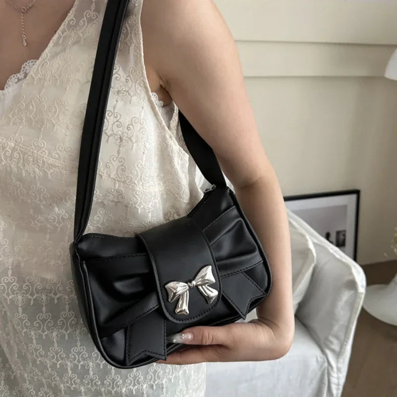 PU Leather Trendy Bow Handbag