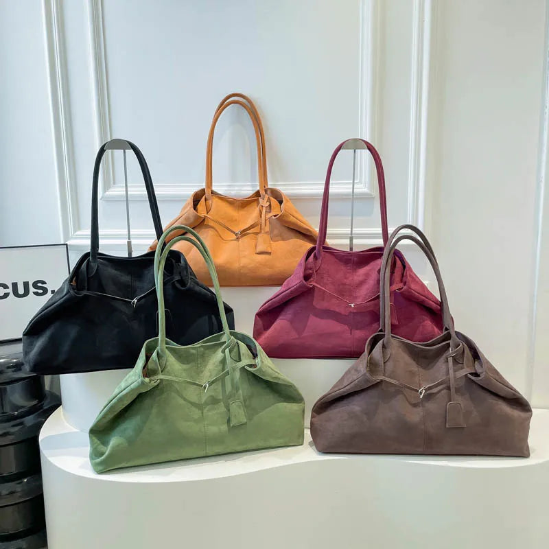 Suede Tote Bag for Women – Large Capacity Shoulder Bag